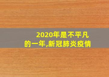 2020年是不平凡的一年,新冠肺炎疫情