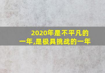 2020年是不平凡的一年,是极具挑战的一年