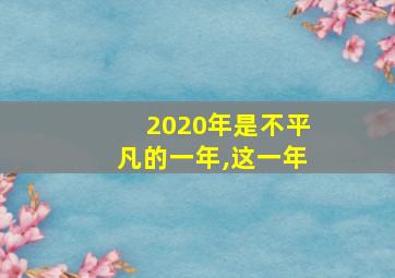 2020年是不平凡的一年,这一年