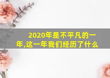 2020年是不平凡的一年,这一年我们经历了什么