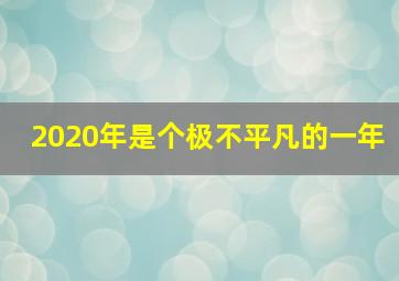 2020年是个极不平凡的一年