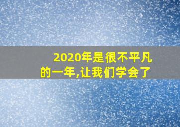 2020年是很不平凡的一年,让我们学会了