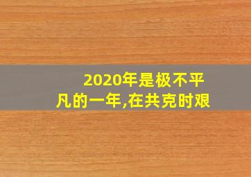 2020年是极不平凡的一年,在共克时艰