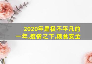 2020年是极不平凡的一年,疫情之下,粮食安全