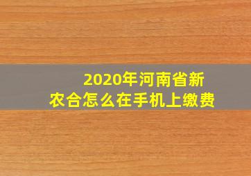 2020年河南省新农合怎么在手机上缴费