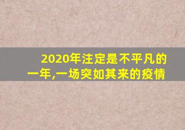 2020年注定是不平凡的一年,一场突如其来的疫情