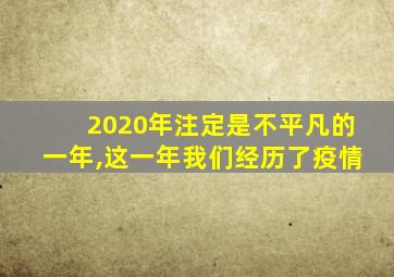 2020年注定是不平凡的一年,这一年我们经历了疫情