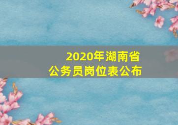 2020年湖南省公务员岗位表公布