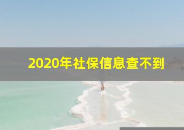 2020年社保信息查不到