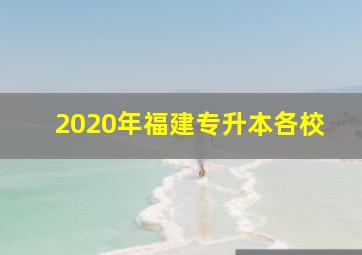 2020年福建专升本各校