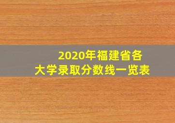 2020年福建省各大学录取分数线一览表