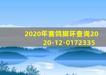 2020年赛鸽脚环查询2020-12-0172335