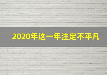 2020年这一年注定不平凡