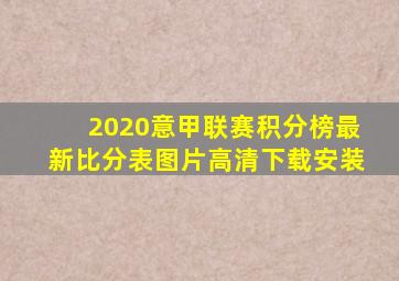 2020意甲联赛积分榜最新比分表图片高清下载安装