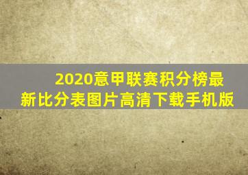 2020意甲联赛积分榜最新比分表图片高清下载手机版