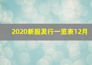 2020新股发行一览表12月