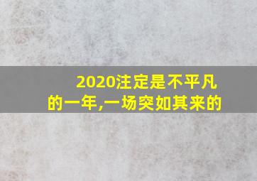 2020注定是不平凡的一年,一场突如其来的