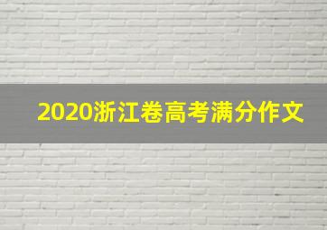 2020浙江卷高考满分作文