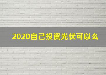 2020自己投资光伏可以么