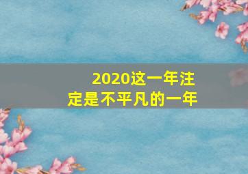 2020这一年注定是不平凡的一年