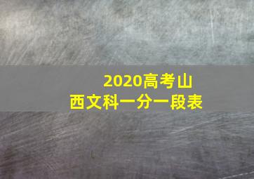 2020高考山西文科一分一段表