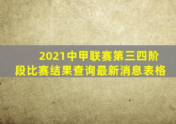 2021中甲联赛第三四阶段比赛结果查询最新消息表格