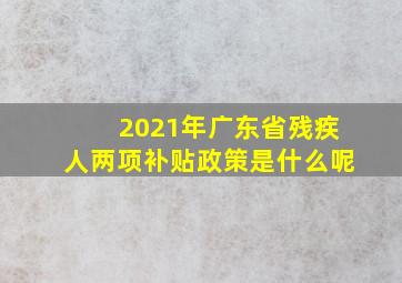 2021年广东省残疾人两项补贴政策是什么呢