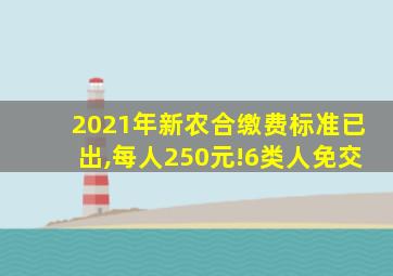 2021年新农合缴费标准已出,每人250元!6类人免交