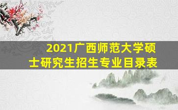 2021广西师范大学硕士研究生招生专业目录表