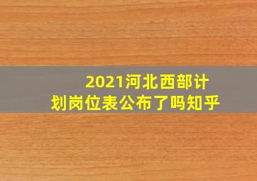 2021河北西部计划岗位表公布了吗知乎