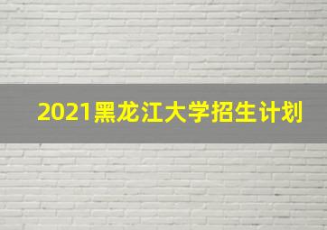 2021黑龙江大学招生计划