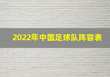 2022年中国足球队阵容表