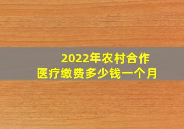 2022年农村合作医疗缴费多少钱一个月