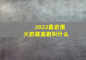 2022最近很火的破案剧叫什么