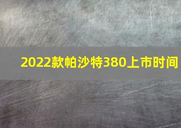 2022款帕沙特380上市时间