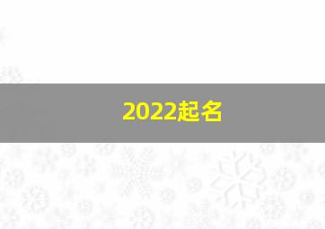 2022起名