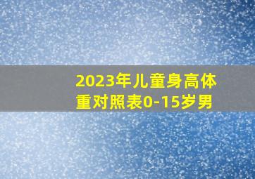 2023年儿童身高体重对照表0-15岁男