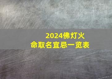 2024佛灯火命取名宜忌一览表