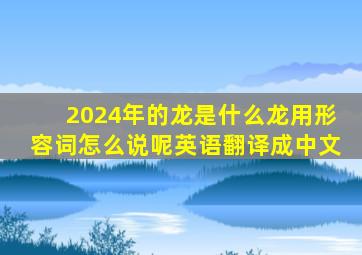 2024年的龙是什么龙用形容词怎么说呢英语翻译成中文