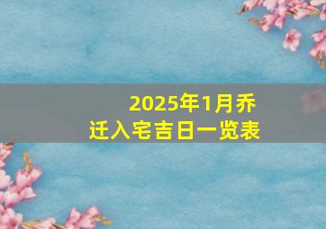 2025年1月乔迁入宅吉日一览表