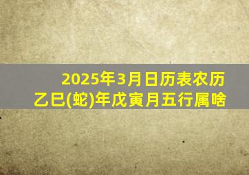 2025年3月日历表农历乙巳(蛇)年戊寅月五行属啥