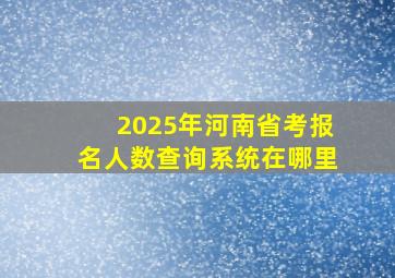 2025年河南省考报名人数查询系统在哪里