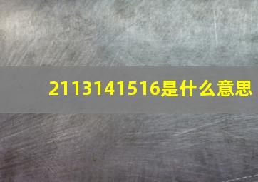 2113141516是什么意思