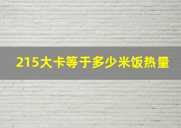 215大卡等于多少米饭热量