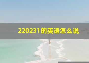 220231的英语怎么说