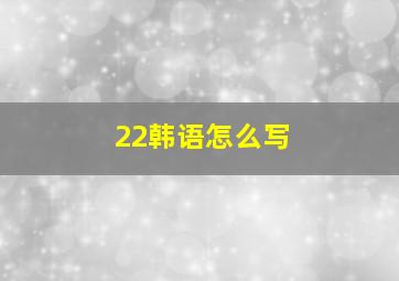 22韩语怎么写