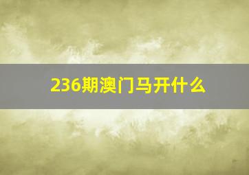 236期澳门马开什么