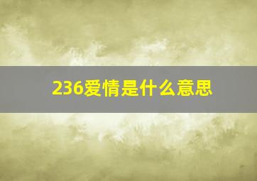 236爱情是什么意思