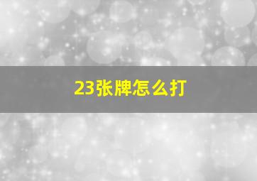 23张牌怎么打