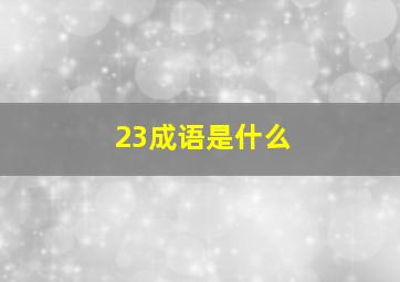 23成语是什么